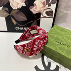 HAIRBAND IN RED AND WHITE PATTERN FABRIC 299346