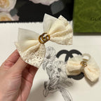 SET CLAW CLIP AND HAIR CLIP IN WARM WHITE LACE AND CHIFFON 355247