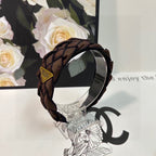 BRAIDED HEADBAND IN CHOCOLATE AND BLACK TRIM FABRIC 381459