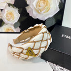 BRAIDED HEADBAND IN WHITE AND CIDER BROWN TRIM FABRIC 381460