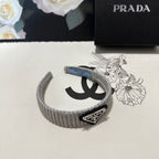 HAIRBAND IN PALE GRAY KNITTED WOOL 381467