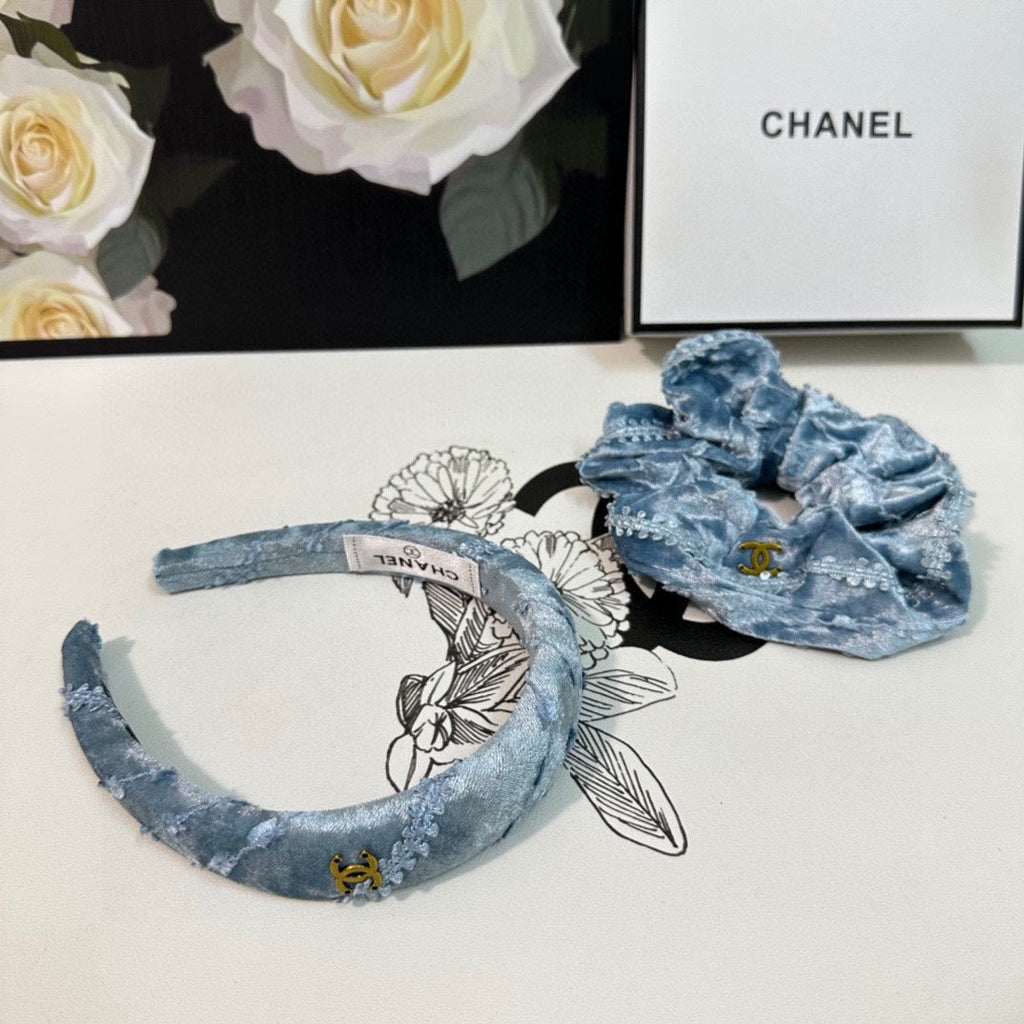 SKY BLUE VELVET TWO-PIECE SET 412457