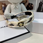 WHITE FABRIC HAIRBAND WITH CRYSTAL 412474