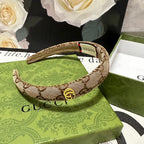 HAIRBAND IN BEIGE AND EBONY CANVAS 432816