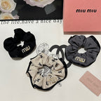 HAIR TIE IN BEIGE MIX BLACK SPANDEX FABRIC 432828