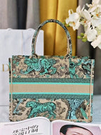 medium dioriviera book tote 36 tiffany blue tiger embroidery canvas
