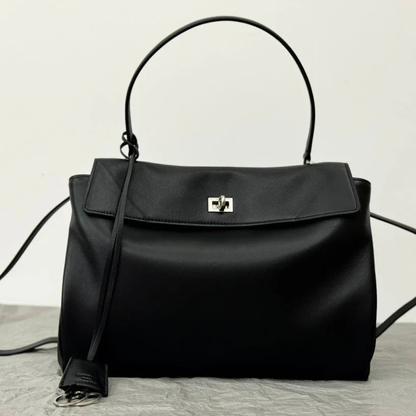 Balenciaga Medium Rodeo Bag 35 Black Calfskin Sliver Hardware