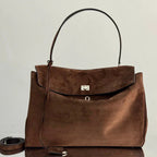 Balenciaga Large Rodeo Bag 40 Coffee Brown Suede Sliver Hardware