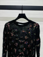 DIOR FLORAL EMBROIDERED KNITTED LONG-SLEEVE TOP 276695