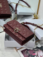 MY CD 24 TOP HANDLE BAG BURGUNDY LAMBSKIN