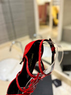 SL CASSANDRA HEELED SANDALS RED CALFSKIN