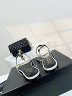 SL Cassandra Croc-Embossed Thong Sandals Black White Leather