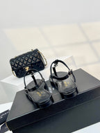 SL Cassandra Croc-Embossed Thong Sandals Black Leather