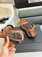 SL Cassandra Flat Sandals Black Tan Leather