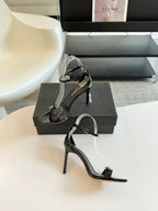 SL SQUARE-TOED HIGH HEELS BLACK CALFSKIN