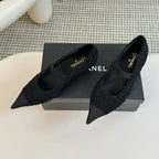 CC MARY JANE IN BLACK WOOL TWEED AND SATIN