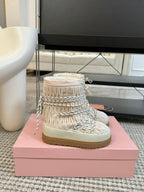 SNOW ANKLE BOOTS IN COSMIC LATTE WRINKLED NYLON