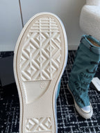 HIGH BOOTS IN SAPPHIRE BLUE CANVAS