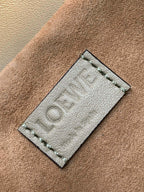 LOEWE 25S LARGE FLAMENCO CLUTCH BAG 30 IN DUSTY KHAKI CALFSKIN