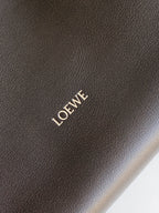 Loewe Panta Medium Flamenco Clutch Bag Chocolate Calfskin
