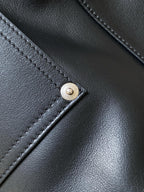 Loewe Panta Medium Flamenco Clutch Bag Black Calfskin