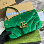 GG MARMONT MEDIUM 26 BAG IN COOL GREEN VELVET