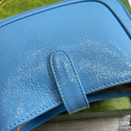 JACKIE NOTTE MINI BAG 19 IN OCEAN BLUE CRACKED LACQUER CALFSKIN GOLD HARDWARE