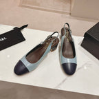 SLINGBACKS LIGHT BLUE MIX BLACK SHEEPSKIN