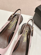 SLINGBACKS LIGHT PINK MIX BLACK SHEEPSKIN