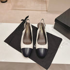 SLINGBACKS WHITE MIX BLACK SHEEPSKIN