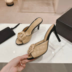 Double C New Camellia High Heel Beige Cream