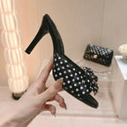 Double C New Camellia High Heel Black/White Caro