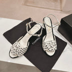 Double C New Camellia High Heel Sandals White/ Black Caro