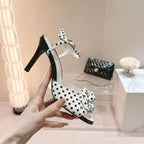 Double C New Camellia High Heel Sandals White/ Black Caro