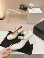 MARY JANE SHOES WHITE LAMBSKIN