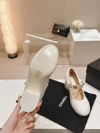 MARY JANE SHOES WHITE LAMBSKIN