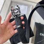 CHANEL 25S BELT 30 MM IN BLACK CALFSKIN 616606