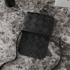 BOTTEGA VENETA 25S DIAGO 22 IN BLACK CALFSKIN SILVER HARDWARE