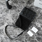 BOTTEGA VENETA 25S DIAGO 22 IN BLACK CALFSKIN PATENT SILVER HARDWARE