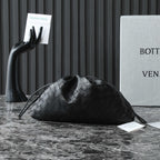 BOTTEGA VENETA 25S DUSTBAG NOTTE 33 IN BLACK CALFSKIN GOLD HARDWARE