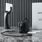 BOTTEGA VENETA KNOT CROSSBODY BAG 17 IN BLACK CALFSKIN