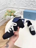 PRADA 25S MARY JANE SHOES 55 MM IN BLACK CANVAS FABRIC
