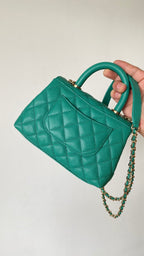 CC 25s Handle Bag 19 Pink Leather Green Caviar Gold Hardware