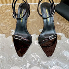 KITTY SANDALS 70 IN BLACK MAROON SHINY LEATHER
