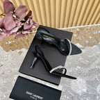 RENDEZ-VOUS SANDALS 70 IN SATIN CREPE BLACK LEATHER