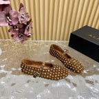 STRASS SUEDE BALLET FLATS CIDER BROWN