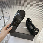 BOW MARY JANE SHOES IN BLACK LAMBSKIN