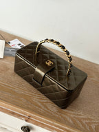 COSMETIC BAG 22 IN MIKADO SHINY CALFSKIN GOLD HARDWARE