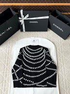 Chanel 25P Cardigan Black Mix White Cashmere 237301