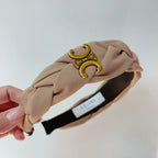 CAMEL BEIGE FABRIC HAIRBAND WITH GOLD LOGO 124700